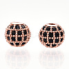 Rack Plating Brass Cubic Zirconia Beads ZIRC-S001-6mm-B01-3