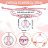  12Pcs 2 Style Breast Cancer Awareness Glass Charms Braided Bead Bracelet BJEW-NB0001-08-2