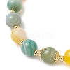 Natural Dyed Striped Agate Round Beaded Bracelets BJEW-JB11936-02-4