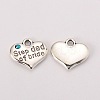 Wedding Theme Antique Silver Tone Tibetan Style Alloy Heart with Step Dad of Bride Rhinestone Charms LS-TIBEP-N005-22B-1