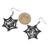 Halloween Theme Spider Web with Spider Handmade Glass Seed Beaded Dangle Earrings EJEW-MZ00481-01-4