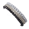 3Pcs Faceted Imitation Jade & Opaque Glass Rondelle Beaded Stretch Bracelets for Women BJEW-JB12563-04-5