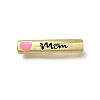 Mother's Day Brass Enamel Heart Word Mom Curved Tube Beads KK-C090-51G-02-1