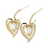 Heart Brass Micro Pave Cubic Zirconia Stud Earrings EJEW-D013-17G-1