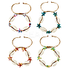 8Pcs 4 Colors Natural Cowrie Shell & Synthetic Turquoise Braided Bead Bracelets for Women BJEW-PH01902-1