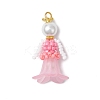 Glass Seed Beaded Flower Figurine Pendants PALLOY-MZ00686-2