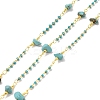 Brass Enamel & Synthetic Turquoise Link Chain CHC-A009-02G-1