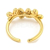 Flower Rack Plating Brass Micro Pave Cubic Zirconia Open Cuff Rings for Women RJEW-N047-01G-01-RS-3