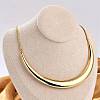 304 Stainless Steel Arc Shaped Pendant Snake Chain Necklaces for Women NJEW-B122-03G-3