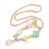 Ceramics Starfish Fish & Resin Shell Shape Pendant Adjustable Cotton Cord Necklaces for Women NJEW-Z100-01B-G-2
