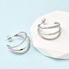 Triple C-Shaped 201 Stainless Steel Stud Earrings EJEW-Z151-09P-2