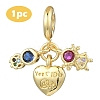 1Pc Rack Plating Brass Pave Colorful Cubic Zirconia European Dangle Charms KK-YW0002-62-1