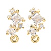 Brass Clear Cubic Zirconia Stud Earring Findings LS-KK-A238-01F-G-1