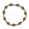 Synthetic Non-magnetic Hematite Beaded Stretch Bracelets for Women Men BJEW-F480-02A-1