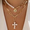 Cross Alloy with Plastic Pearl Pendant Necklaces WGAF0E8-01-1