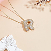 1Pc Brass Micro Pave Cubic Zirconia Letter Pendant Necklaces NJEW-LP0001-43R-G-3