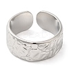 Non-Tarnish 304 Stainless Steel Textured Open Cuff Ring for Women RJEW-I098-26P-2