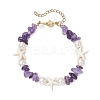 Starfish Synthetic Turquoise & Natural Mixed Gemstone Chip Beaded Bracelets for Women BJEW-JB11264-3