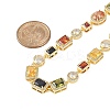 Brass Colorful Cubic Zirconia Cup Chain Oval & Rectangle Necklaces for Women NJEW-M079-05G-5
