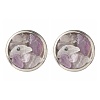 Flat Round with Mixed Gemstone Chip Beads Stud Earrings for Girl Women EJEW-JE04669-8