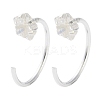 999 Fine Silver Micro Pave Clear Cubic Zirconia Pull Through Earrings EJEW-P296-28C-S-1