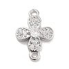 Brass Pave Clear Cubic Zirconia Flower Links Connector Charms LS-KK-Z061-02P-02-1