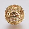 Brass Micro Pave Cubic Zirconia Beads ZIRC-G087-21-2