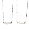 Natural Baroque Keshi Pearl Column Pendant 304 Stainless Steel Satellite Chain Necklaces NJEW-JN06338-02-2