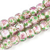 Handmade Lampwork Inner Flower Rondelle Beads Strands LAMP-T022-24K-1