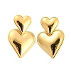 304 Stainless Steel Double Heart Dangle Stud Earrings for Women LS-EJEW-D076-01B-G-1