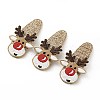 Christmas Deer Glitter Gretel Fabric with PU leather Snap Hair Clips LS-PHAR-G006-05P-1