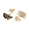 Ginkgo Leaf Brass Pave Clear Cubic Zirconia Stud Dangle Stud Earrings for Women EJEW-G391-10G-01-3