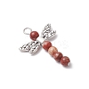 5Pcs 5 Styles Dragonfly Natural Sodalite & Maifanite & Pink Zebra Jasper & Red Jasper & Dyed Magnesite Beaded Pendants PALLOY-JF03857-4