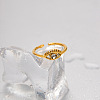 Evil Eye 304 Stainless Steel Micro Pave Clear Cubic Zirconia Adjustable Cuff Rings FS-WGCF674-01-3