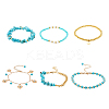 6Pcs 6 Style Alloy Flower Charm Bracelets Set BJEW-FI0001-79-1