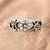 Hollow Out Oval with Flower Pattern Brass Finger Rings for Women FS-WG14675-01-2