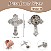 4Pcs Floral Cross Zinc Alloy Rhinestone Lapel Pin Backs for Backpack Clothes JEWB-FH0002-32P-2