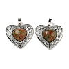 Natural Unakite Peach Love Heart Pendants G-G158-01H-1