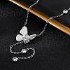 304 Stainless Steel Crystal Rhinestone Butterfly Y Necklaces NJEW-R026-19P-3