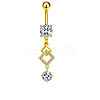 304 Stainless Steel Pave Clear Cubic Zirconia Curved Barbell Rhombus Dangle Belly Rings FS-WGF29F0-10-1