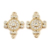 Brass Pave Clear Cubic Zirconia Cross Connector Charms KK-L251-10G-1