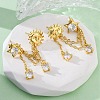 Brass Micro Pave Clear Cubic Zirconia Stud Earrings LS-EJEW-H158-24G-2