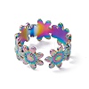 Ion Plating(IP) 304 Stainless Steel Ring Flower Wrap Open Cuff Ring for Women RJEW-C045-17M-3