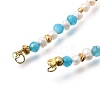 Natural Pearl & Faceted Round Dyed Natural Sky Blue Agate & Brass Beaded Necklace Making KK-H292-60G-2