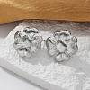 Brass Flower Stud Earrings EJEW-R016-17P-4