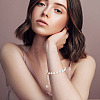 Dyed Natural Pearl & Brass Round Beaded Slider Bracelet BJEW-AN0001-02-6