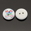 2-Hole Flat Round Mathematical Operators Printed Wooden Sewing Buttons X-BUTT-M002-13mm-03-2