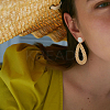 8 Pairs 8 Style Alloy & Raffia & Wood & Polyester Dangle Stud Earrings for Women EJEW-FI0002-76-6