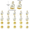 50Pcs 5 Styles Grade A Rainbow Plated Shell Pearl Round Charms FIND-CJ0001-48-2