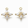 Brass Micro Pave Clear Cubic Zirconia Charms X-KK-S348-552-NF-1